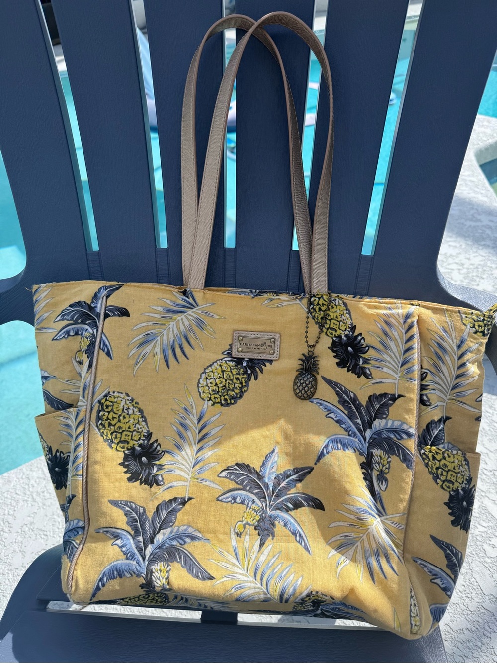 Caribbean Joe Yellow Pineapple Palm Tote